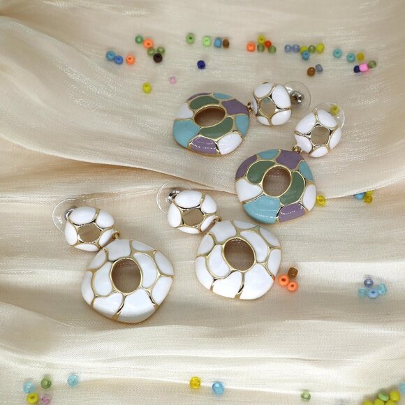 Multicolor Earrings for Women Sparkly Geometric Dangle Drop Statement Jewelry - Picture 4 of 6